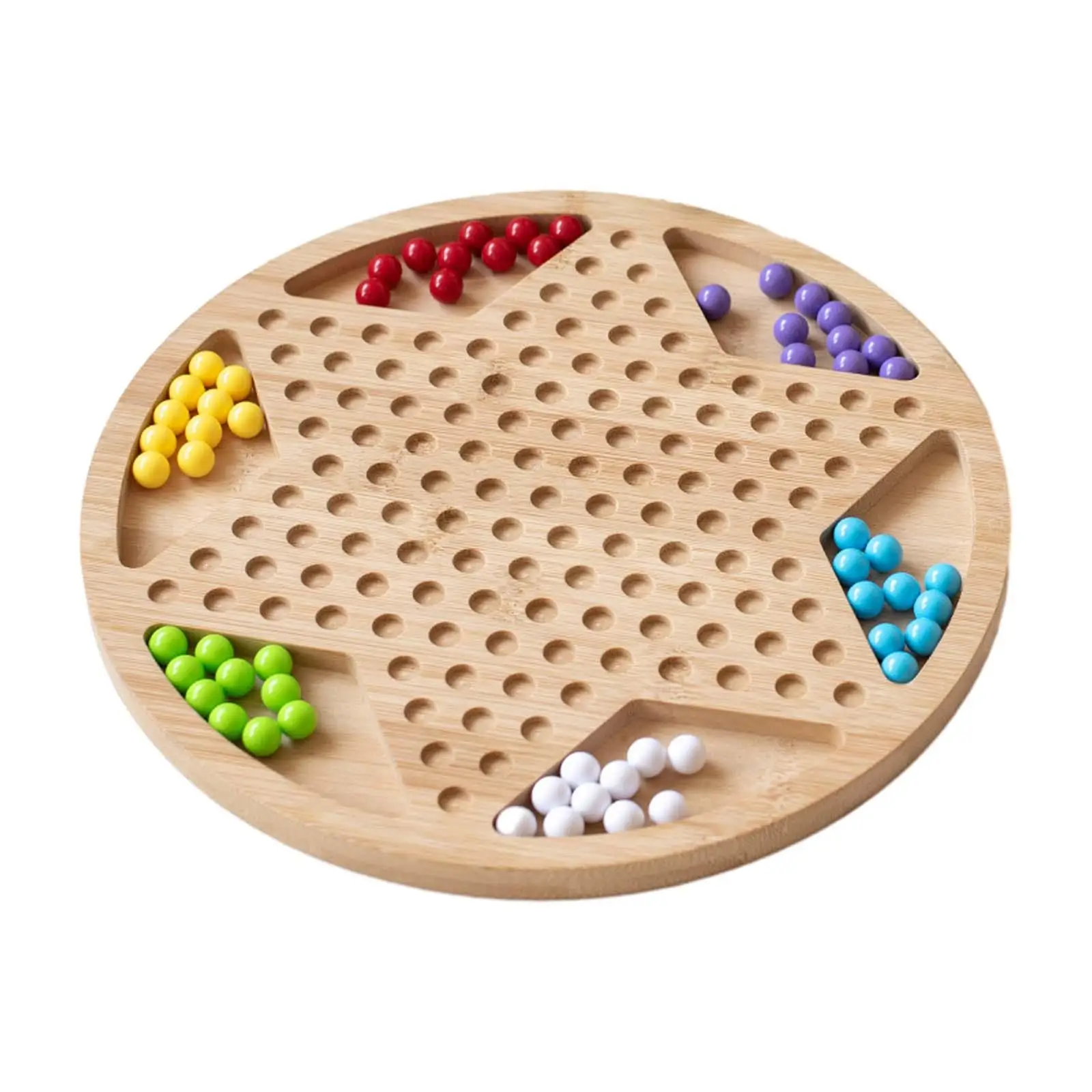 Chinese Checkers 29cm Wooden Board and Traditional Pegs with 60 Marbles Family Board Game for Family Gathering Boys Girls Adults