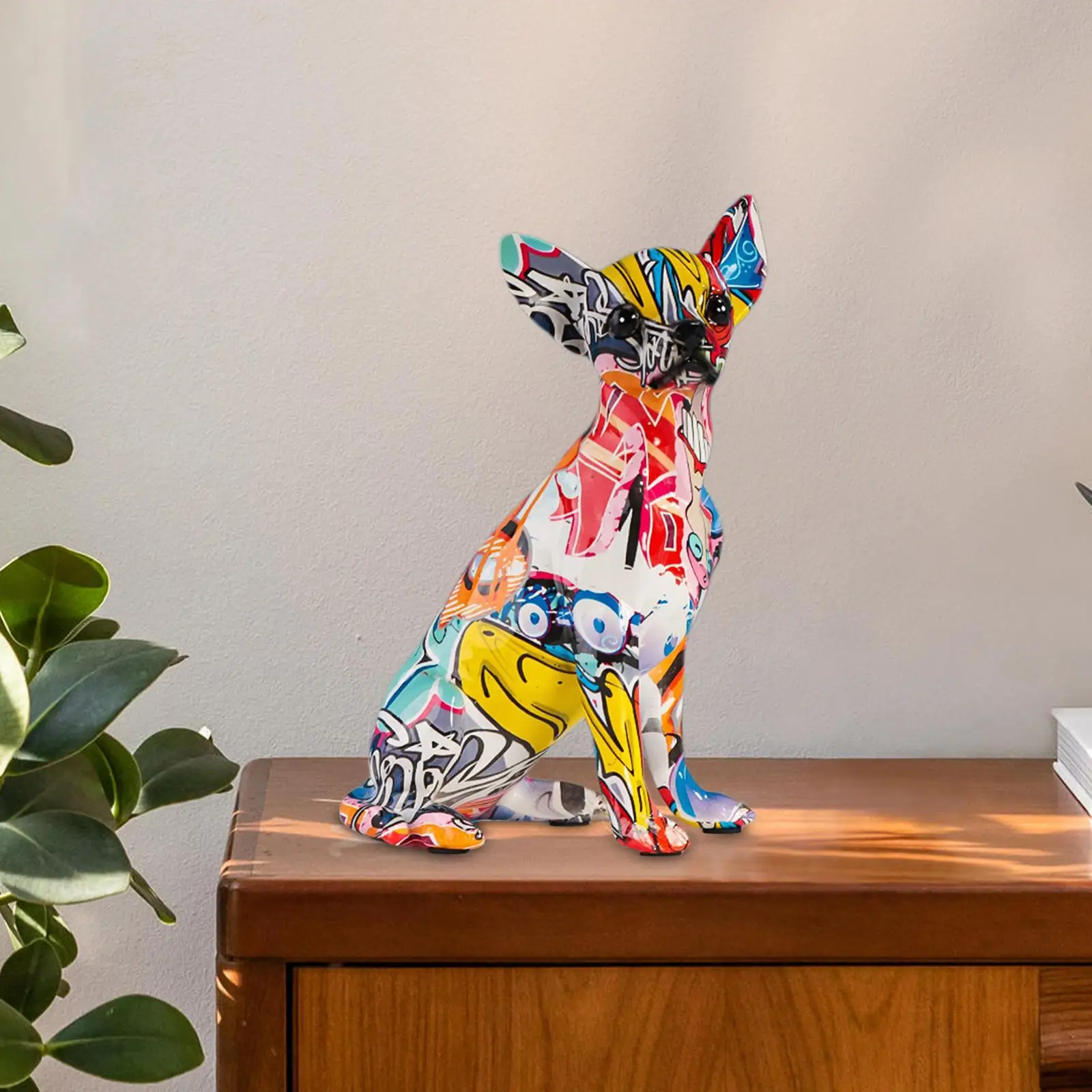 Creative Dog Figurine Decorative Decor Ornaments Colorful Sculpture for Outdoor Restaurant Desktop Housewarming Gifts