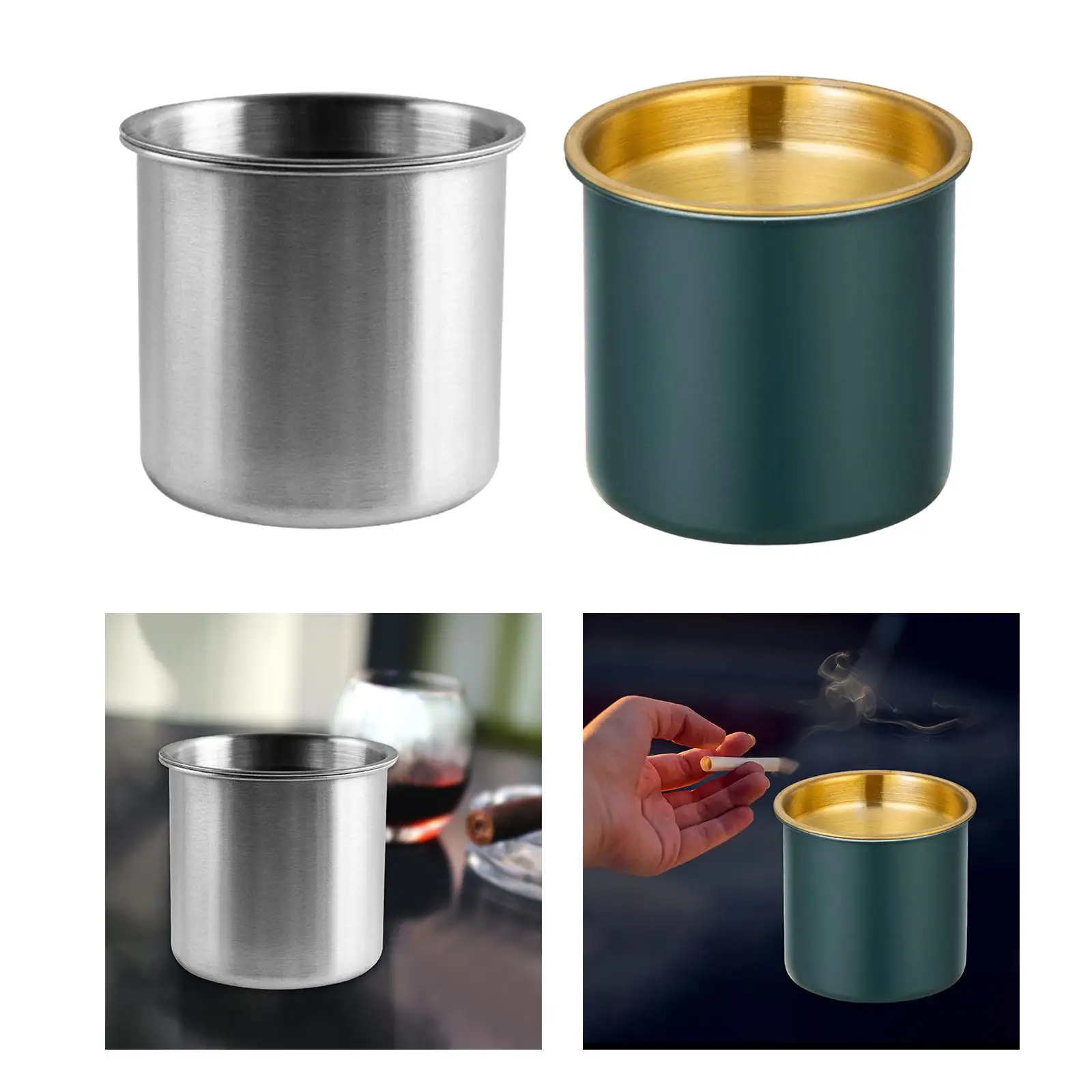 Large Ashtray Stainless Steel Funnel Design Cigarette Ashtray Cigarette Butt Container for Smokers Outside Patio Garden Office