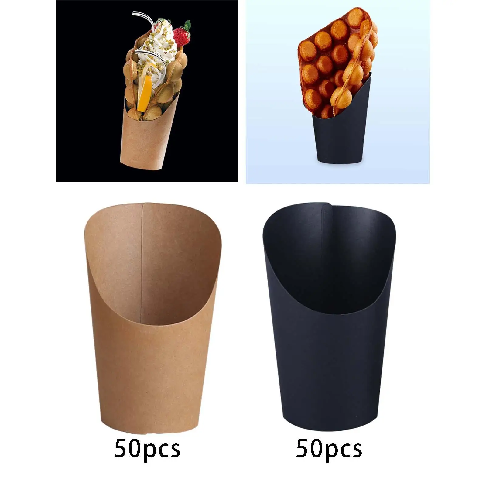 Egg Waffle Paper Cup Kraft Paper Cups Holder Slanted Chip Cups for Wedding