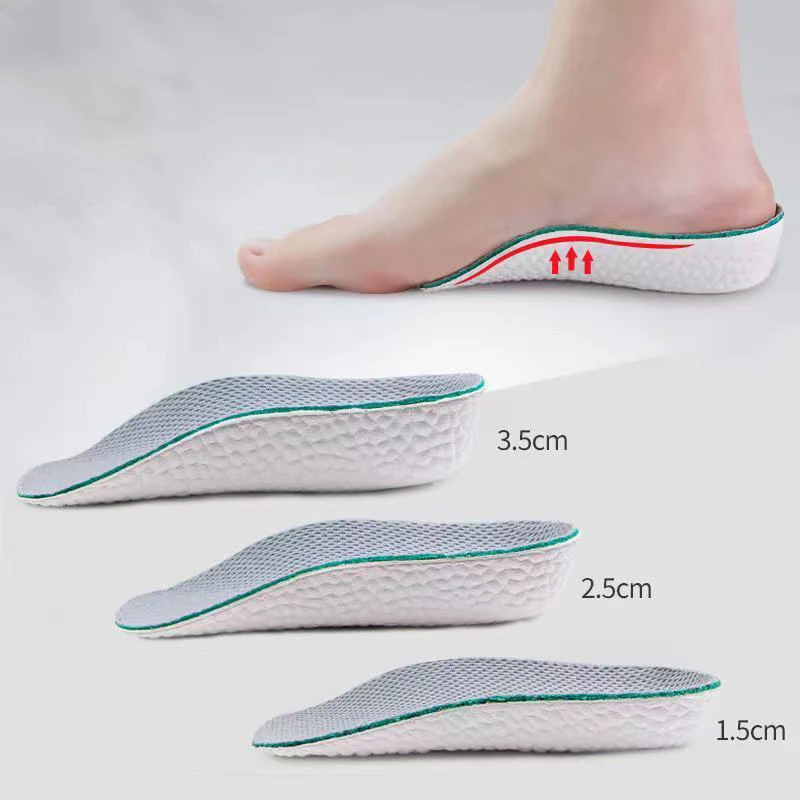 Höhe Erhöhen Einlegesohlen Männer Frauen Schuhe Flache Füße Arch Support Orthopädische Einlegesohlen Turnschuhe Ferse Lift Memory Foam Weiche Schuh Pads – Detail 2