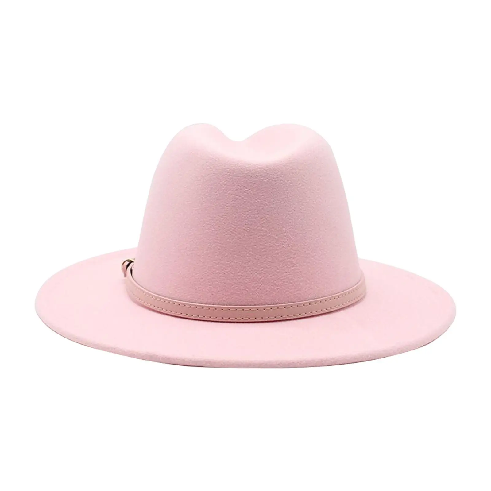 Women Fedora Hats Belt Buckle Cowgirl Cap Panama Hat for Wedding Cosplay Stage Performance