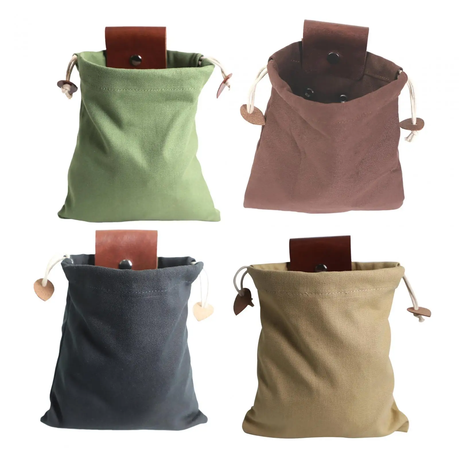Foraging Pouch with Drawstring Storage Bag Canvas Pouch Vegetable Bags Fruit Picking Bag for Backpacking Travel Hiking Outdoor