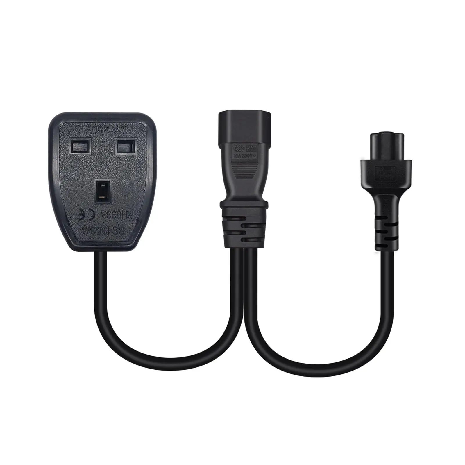 Y Splitter Power Cord C14 to  + UK 250V 2500W 0.32M 1ft Male to Female Black Adapter Cable Connector