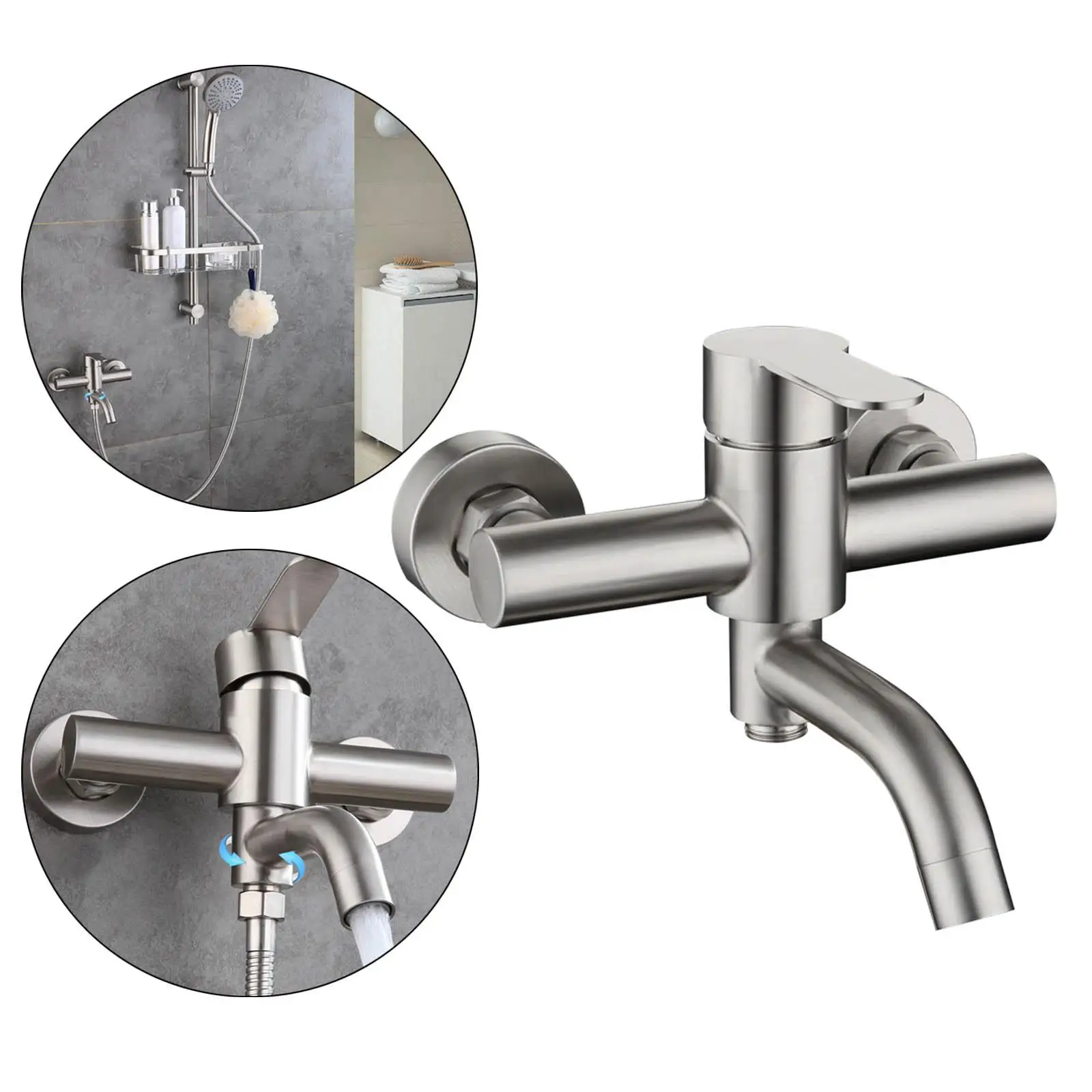 Stainless Steel Shower Mixer Faucet Bathroom System Shower Diverter Ceramic   Mounted Surface Brushed Bath Tub Mixing