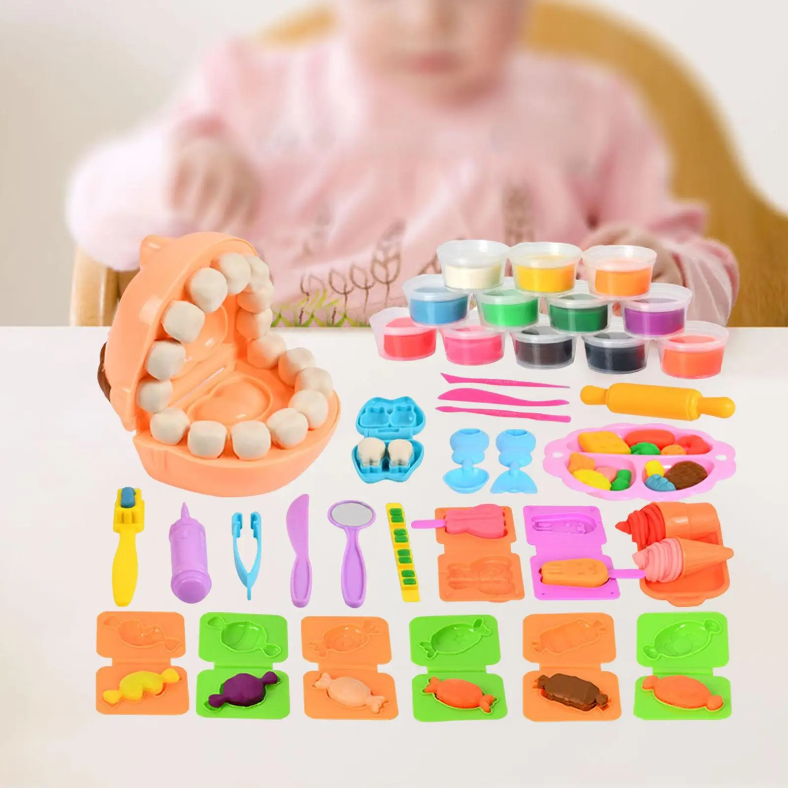 Clay Set DIY Models Educational 12 Colors Pretend Play Color Play Set Art Crafts for Birthday Toddlers Kids Girl Gift
