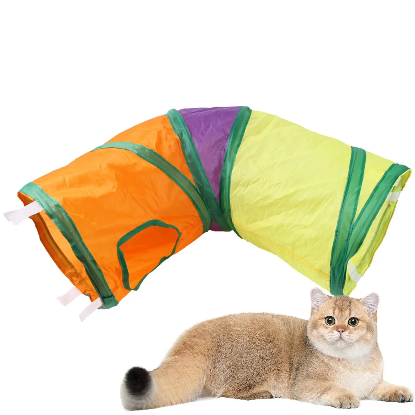 with Hole Cat Tunnel Toy Foldable L Shaped Flexible Portable Colorful Play Chase Tunnels for Game Kitty Exercising Kitten Puppy