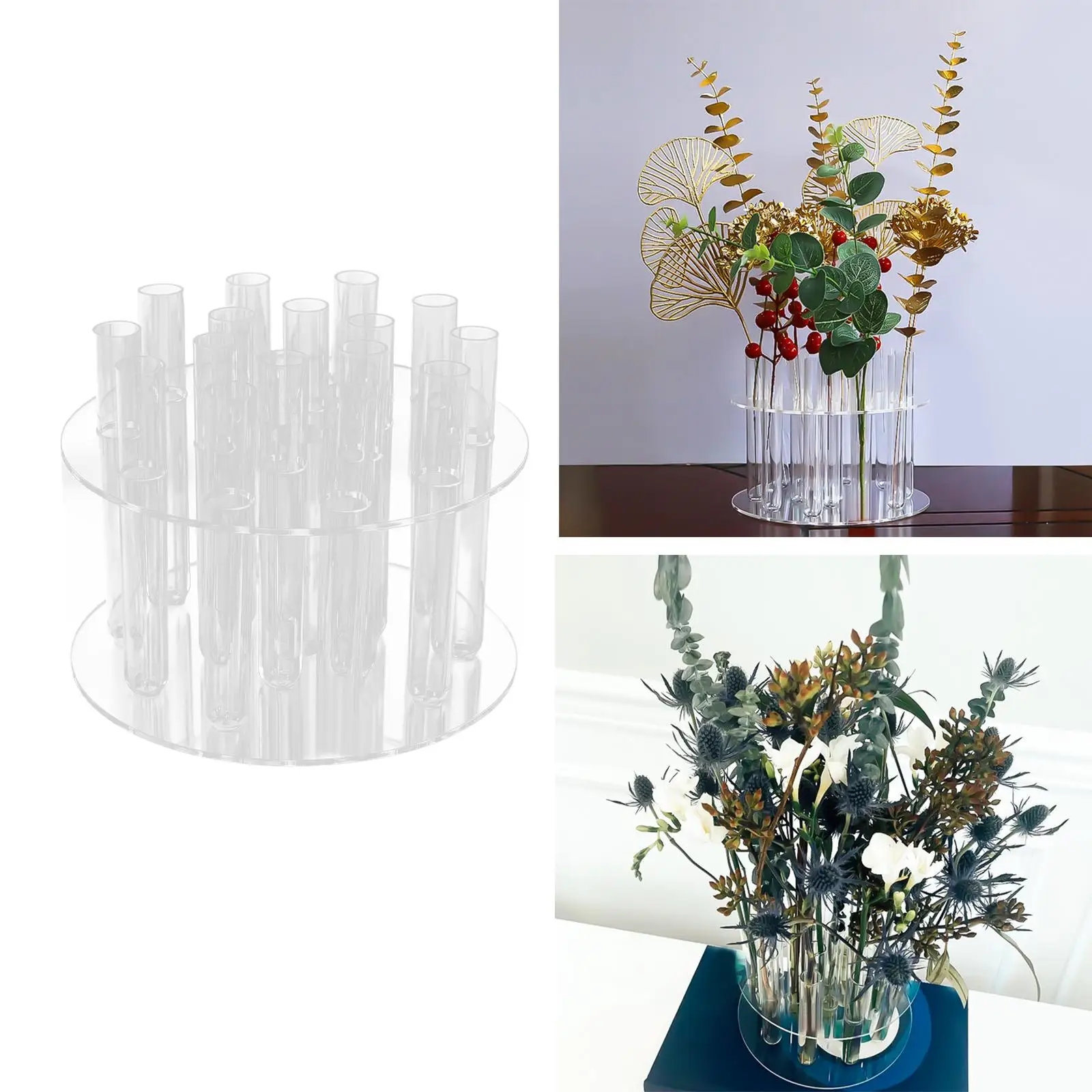 Hydroponic Plant Holder with 15 Pieces Test Tube Fittings Nordic Style Flower Vase for Bud Housewarming Desktop Party Kitchen