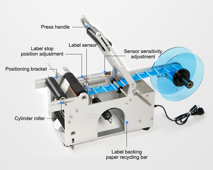 ZONEUN LT-50 Semi-Automatic Sticker Round Bottle Labeler Tube Can Labeling Machine Customized Labeling For Spray bottle