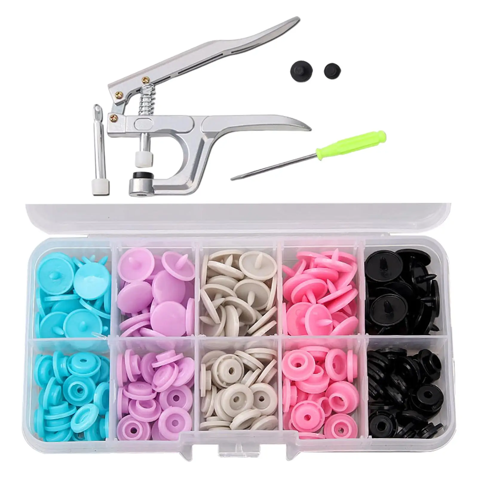 50 Sets Sewing Snaps Installation Tool Buttons Plastic Snaps Mixed Colors Snaps with Snap Pliers
