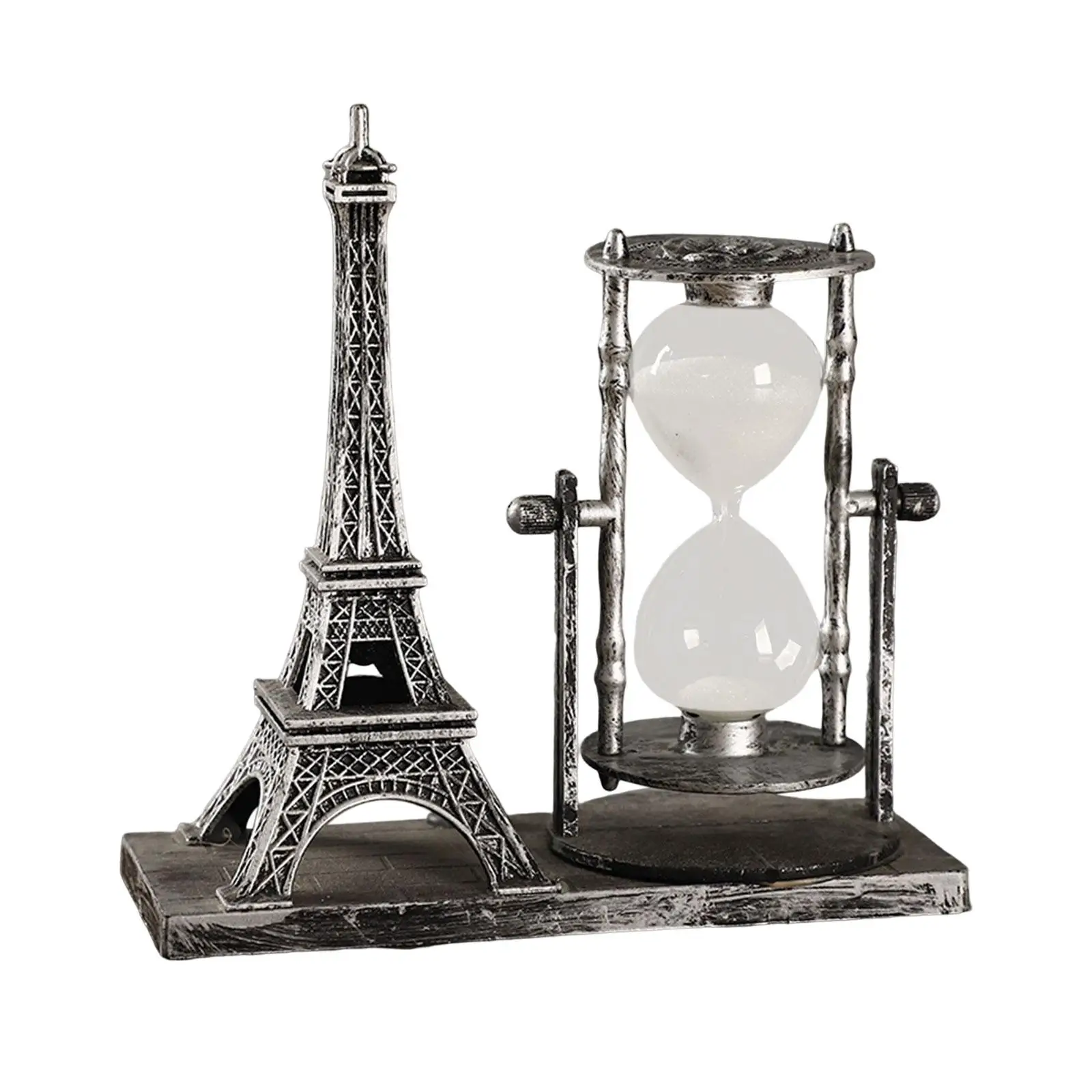Retro Style Iron Hourglass Timer Statue Decor for