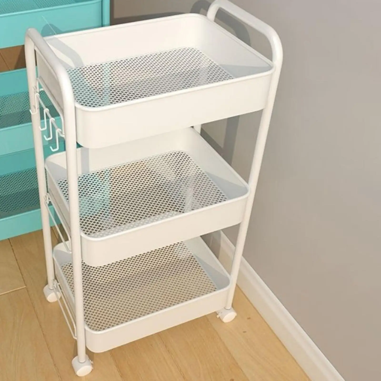 Movable Storage Cart Wear Resistant Practical for Bedroom Office Household