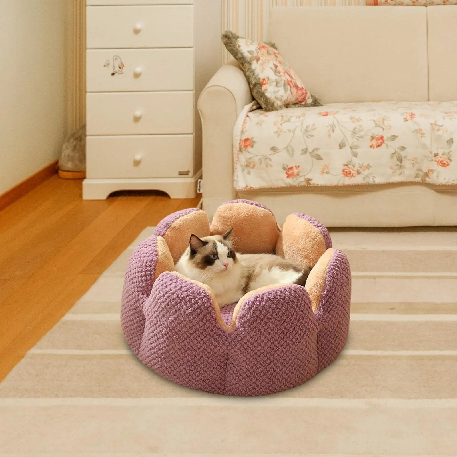 Warmer Pet Bed Mat Sleeping Pad Flower Shape Breathable Portable Machine Washable Mattress Kennel for Indoor Cats Puppy