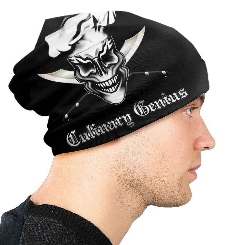 Benutzerdefinierte lustige Kochen Schädel Messer Chef Motorhaube Hut Stricken Hüte Männer Frauen Mode Unisex Erwachsene Winter warme Mützen Kappe – Detail 22