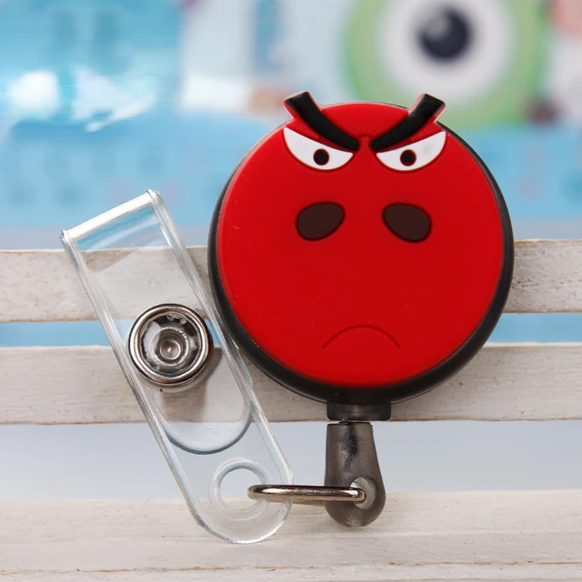 New Funny Smile Expression ID Card Holder Cute Mood Retractable