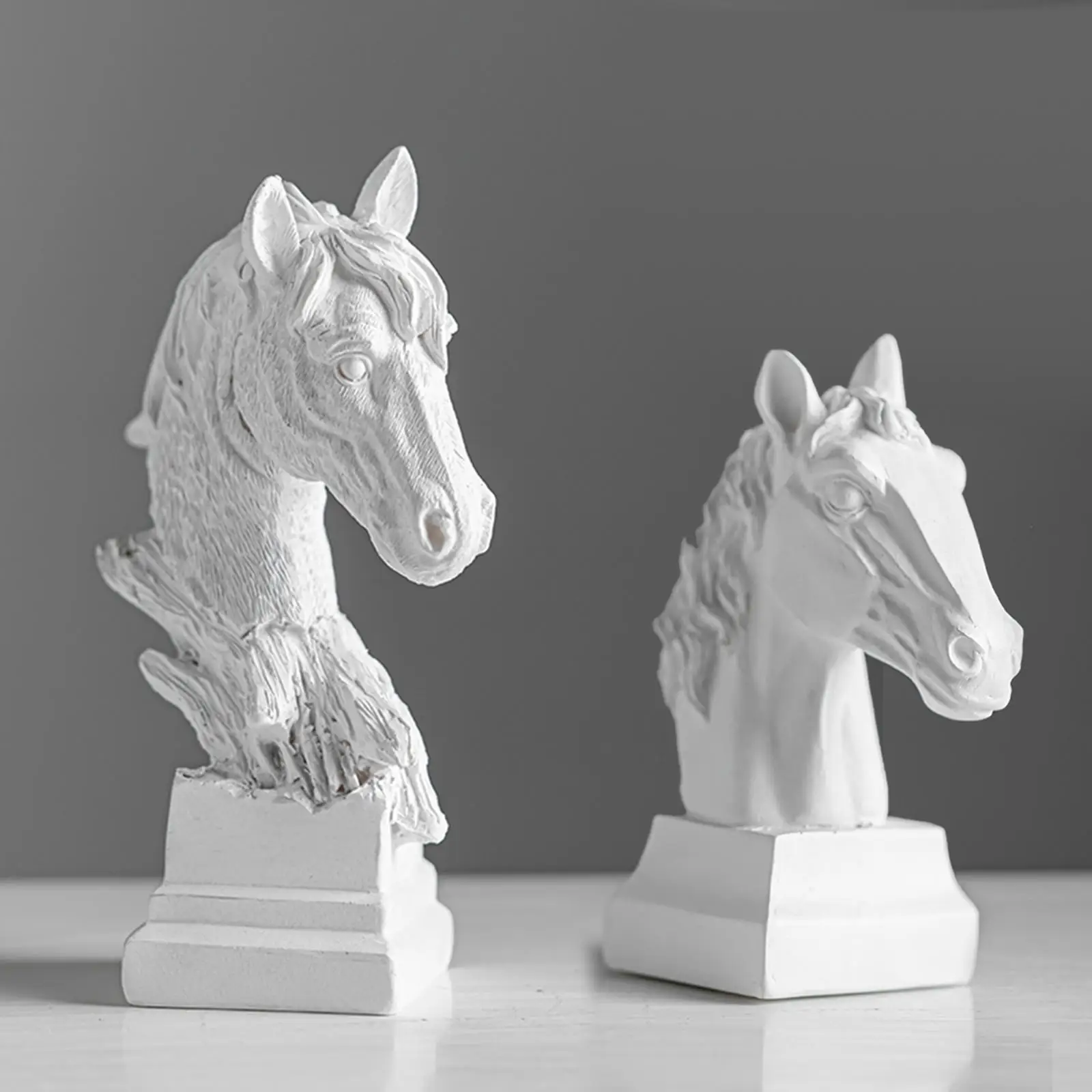 Horse Head Statue Decoration, Resin Figurines, 3D Horse Sculpture for Shelf