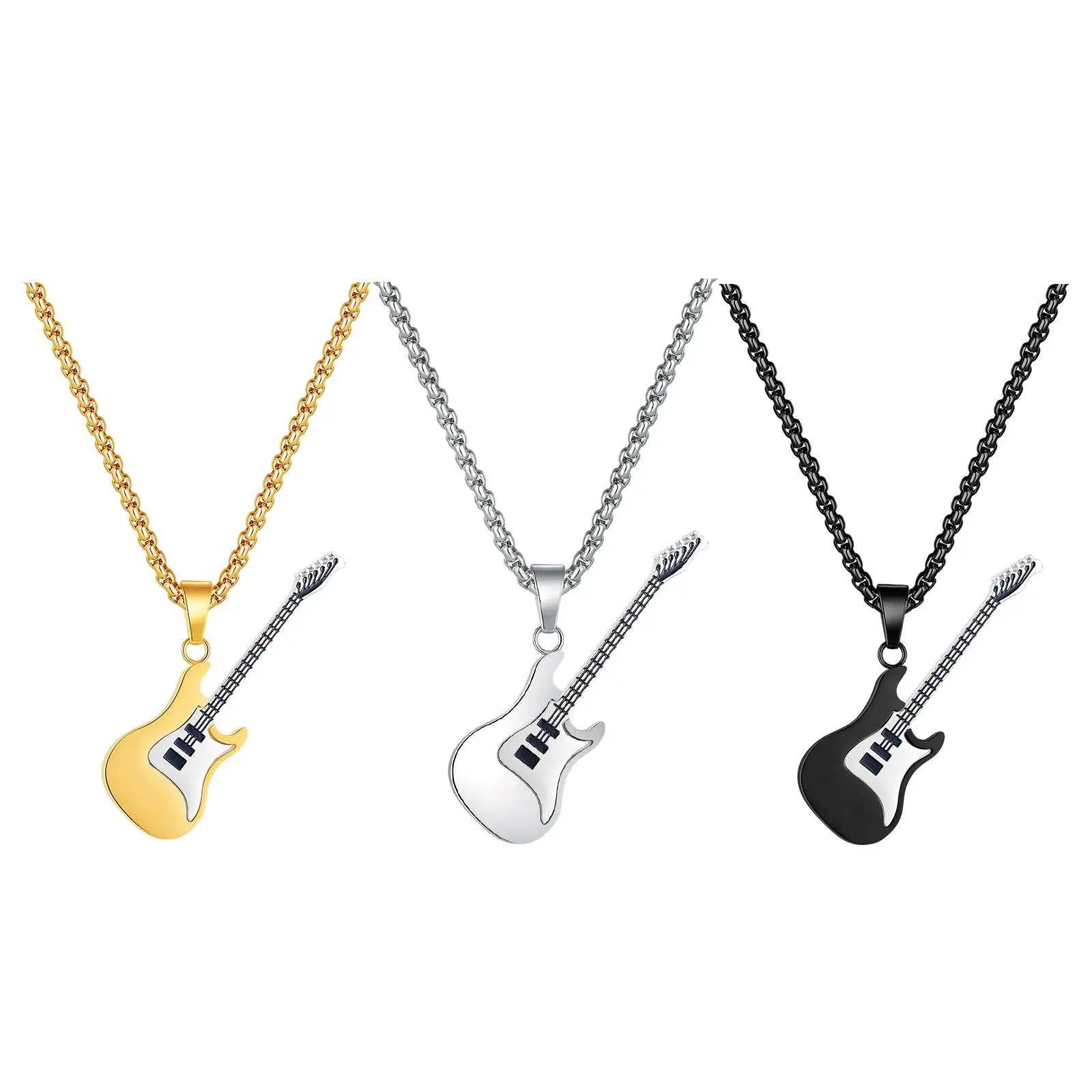 Musical Guitar Pendant Necklace Pendant Length 50mm Street Fashion Meaningful Gift for Guitarist, Bassist