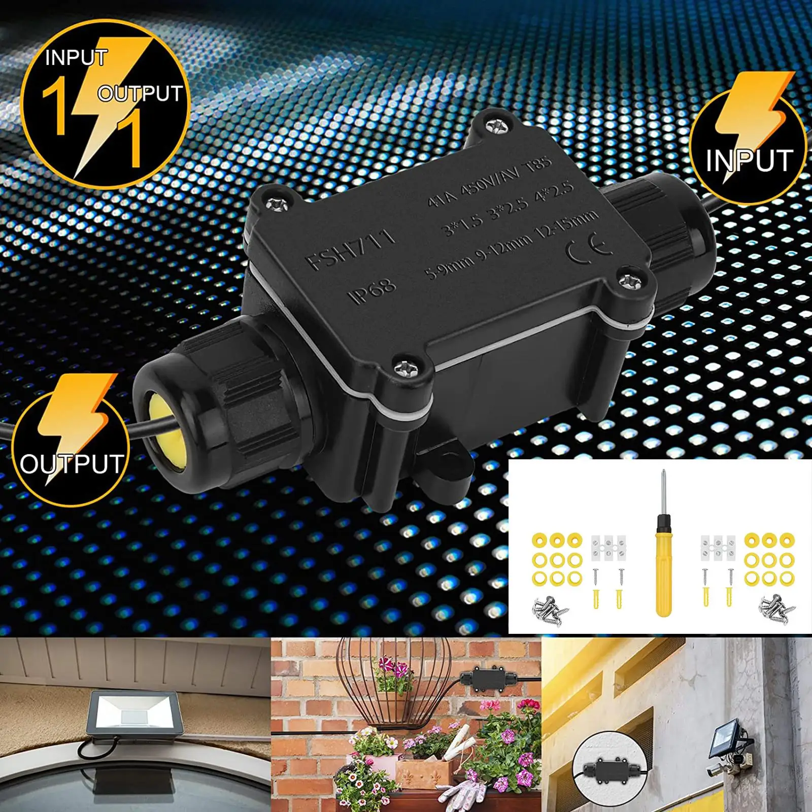 Electrical Junction Box Cable Connector Container Case Waterproof Outdoor