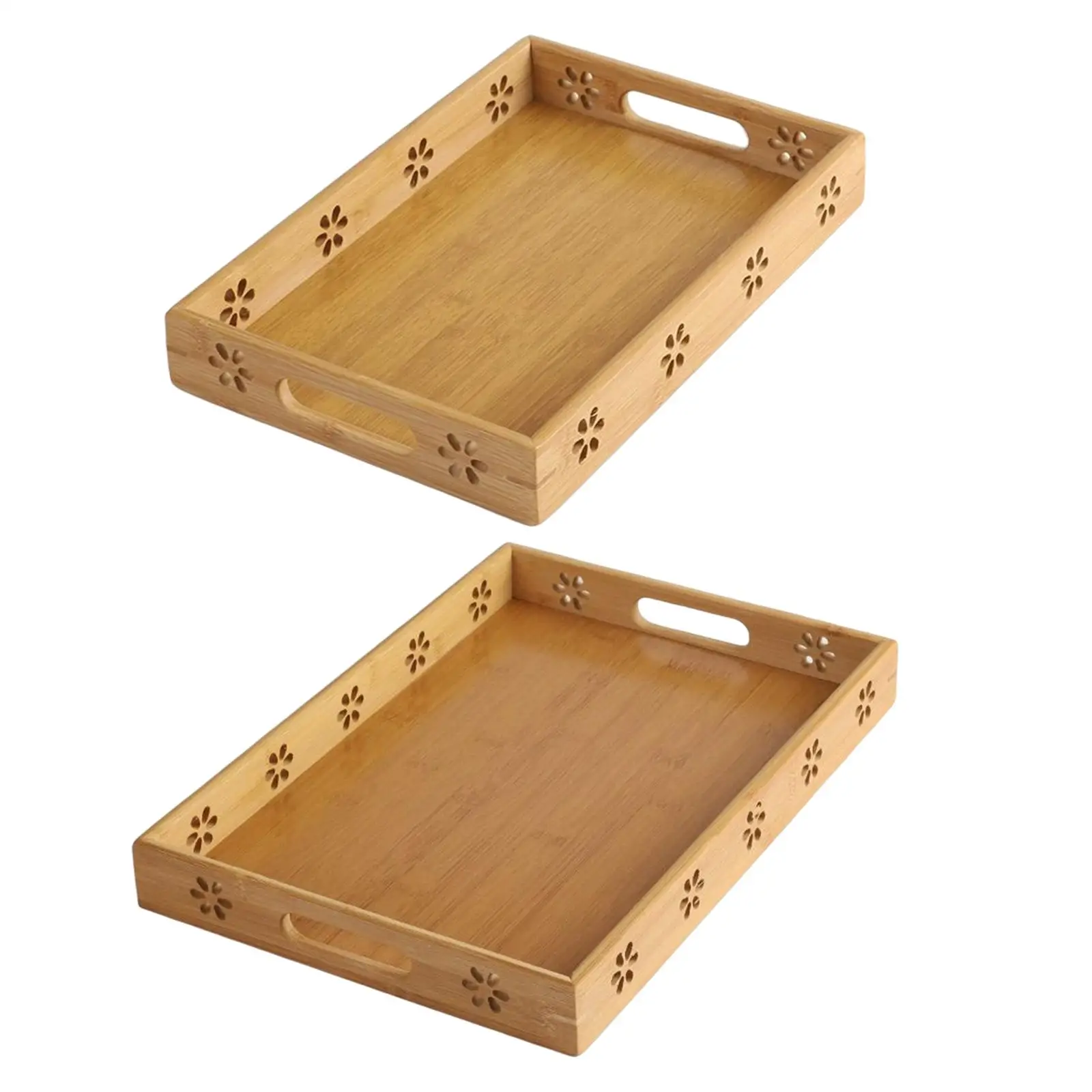 Bamboo Serving Tray Rectangular Tray for Kitchen Breakfast Hotel Home Decor Table