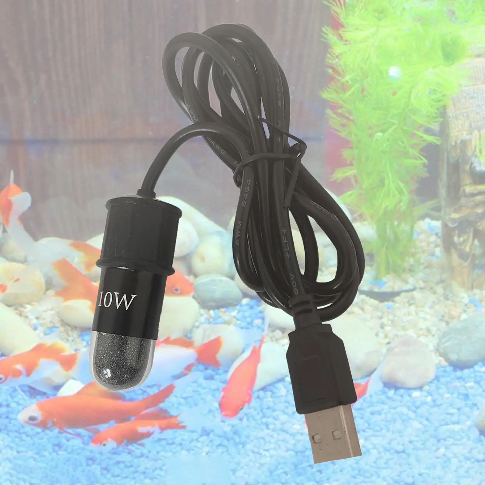 10W USB Aquarium Heater with Built in Thermometer LED USB Heating Rod LED Display for 5/10/20 gallons Mini Fish Tank Heater