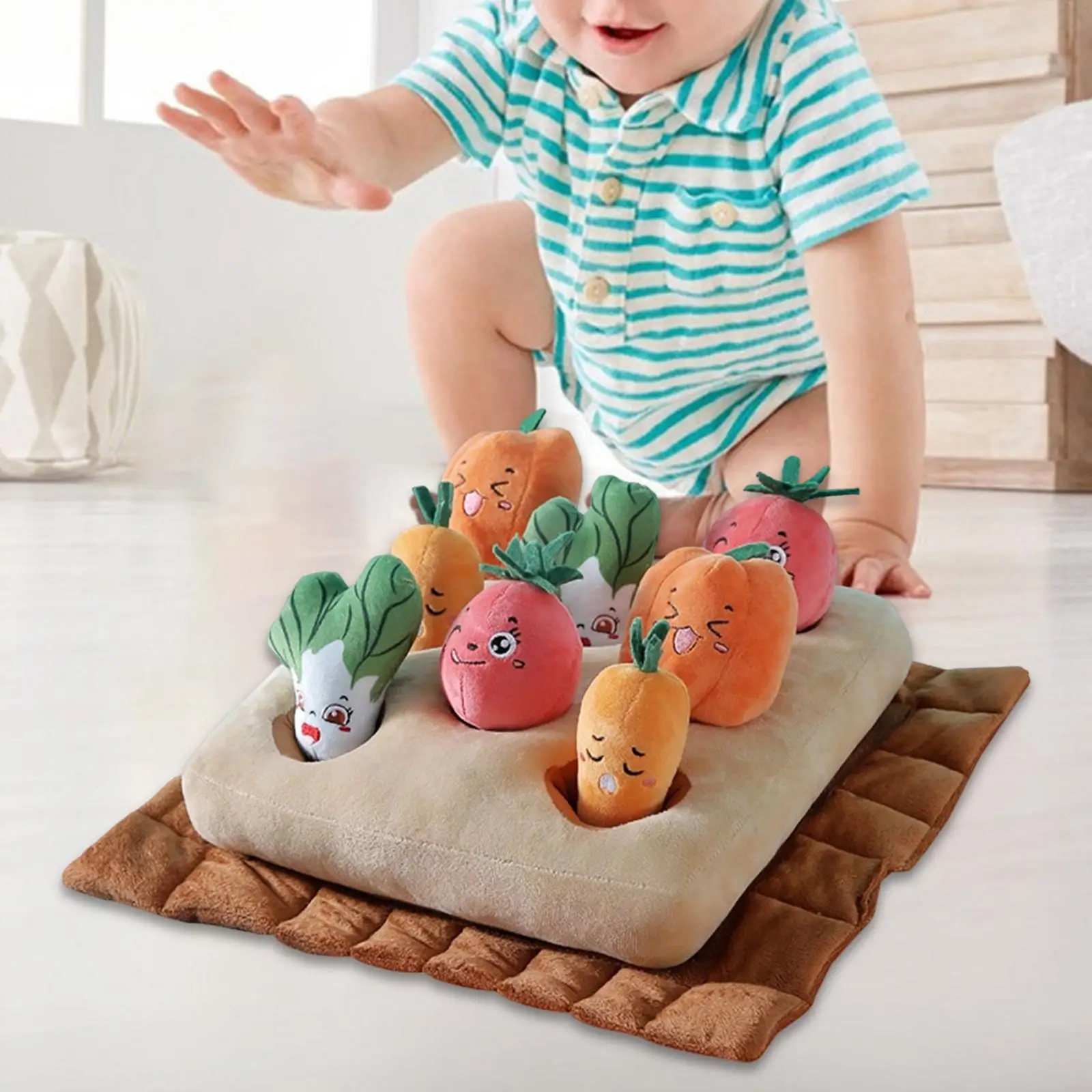 Baby Preschool Learning Toy Vegetable Plush Toy Durable for Toddlers Age 1-3