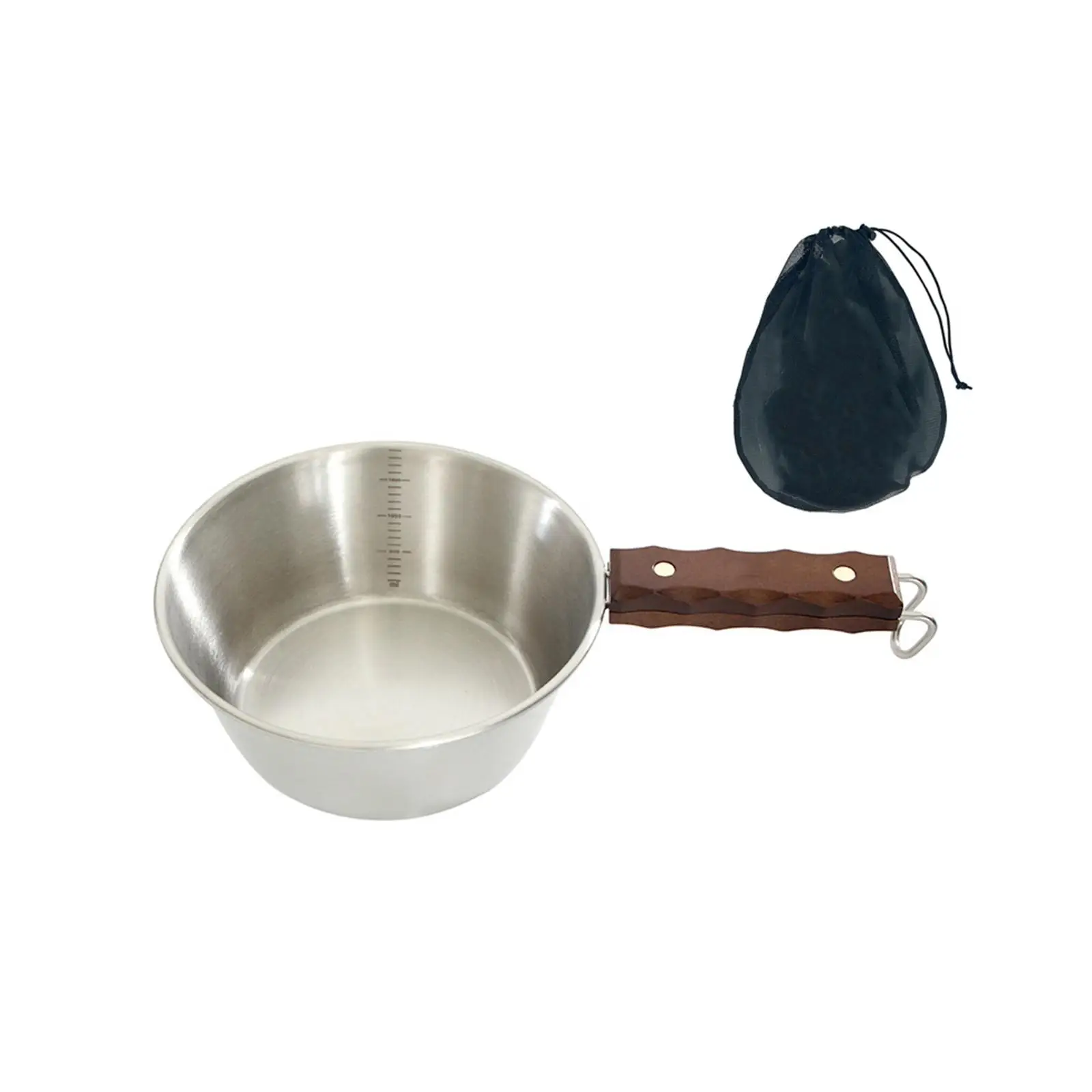 Outdoor Bowl Cup Cookware with Wood Handle with Carry Bag Lightweight Camping Bowl for BBQ Cookout Barbecue Hiking Campfire