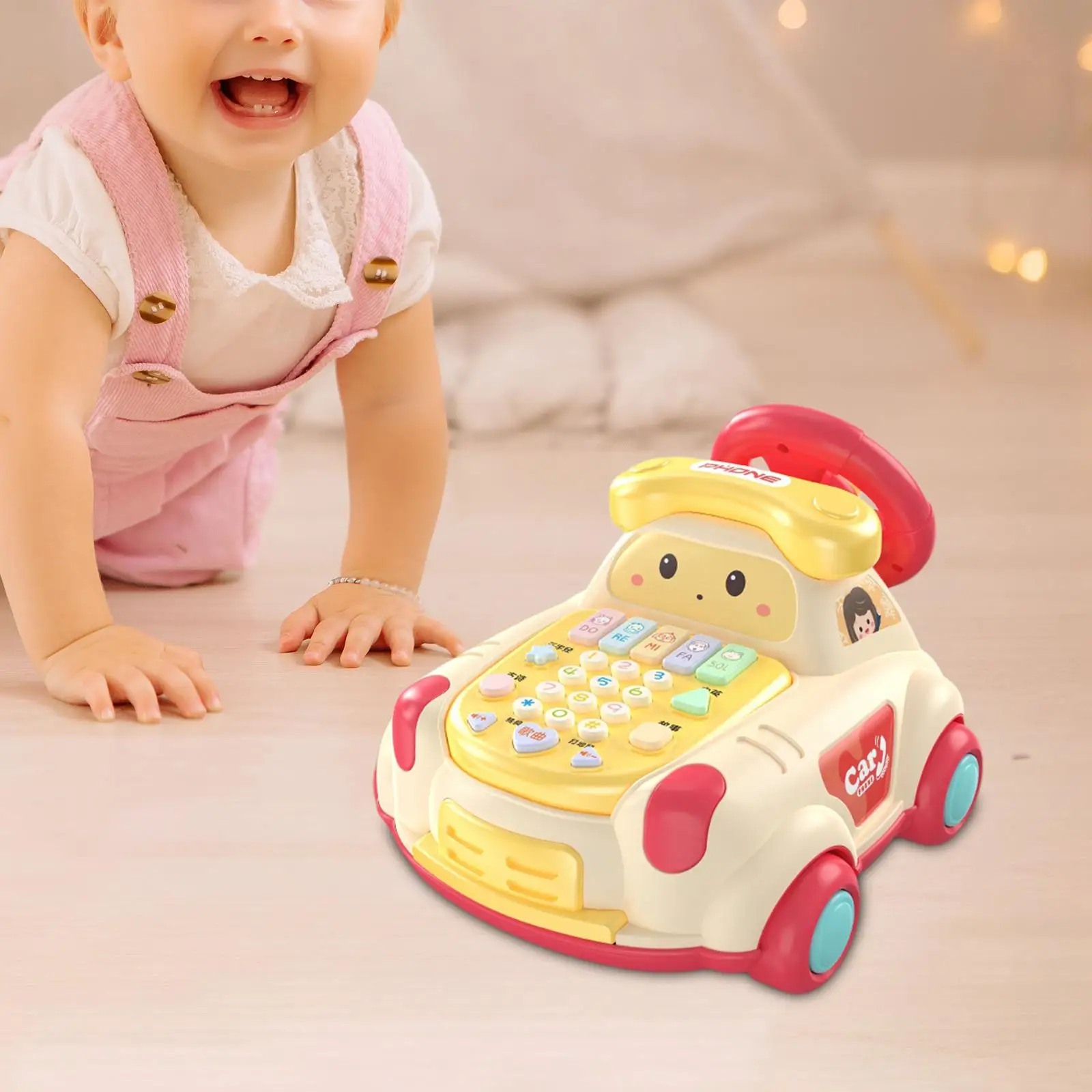 toddlers Steering Wheel Car Multifunctional Movable Fine Motor Skills Baby Telephone Toy for Game Development Activity Preschool