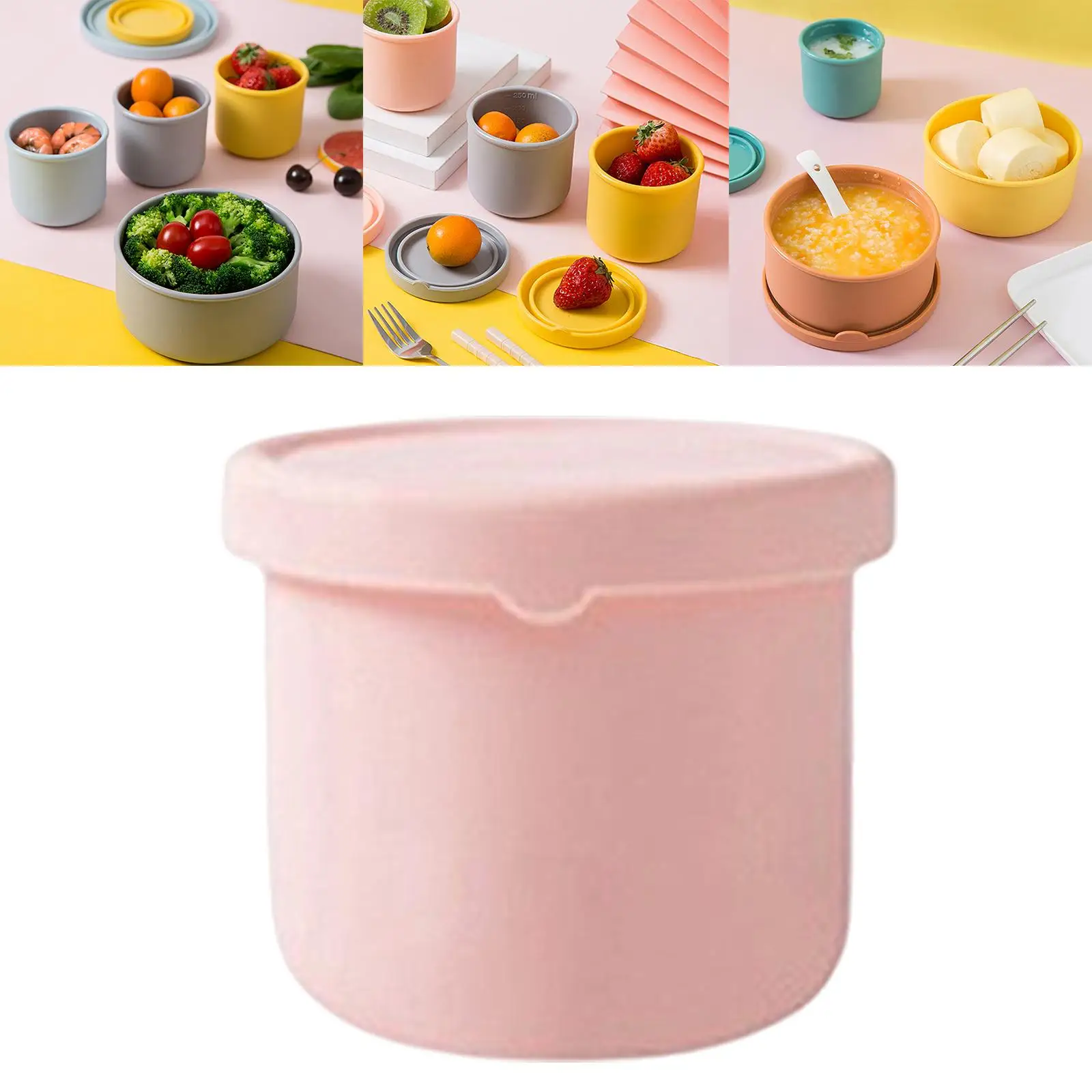 Silicone Box for Lunch, Food Storage Container with Lid, Kitchen Microwave Freezer and Dishwasher Storage