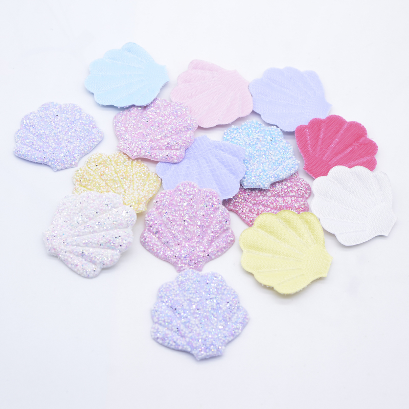 12 Stück Kawaii Glitzer Muschel Applikation für DIY Kleidung Hut Schuhe Dekor Patches handgemachte Kopfbedeckung Haarspangen Bogen Zubehör – Detail 3