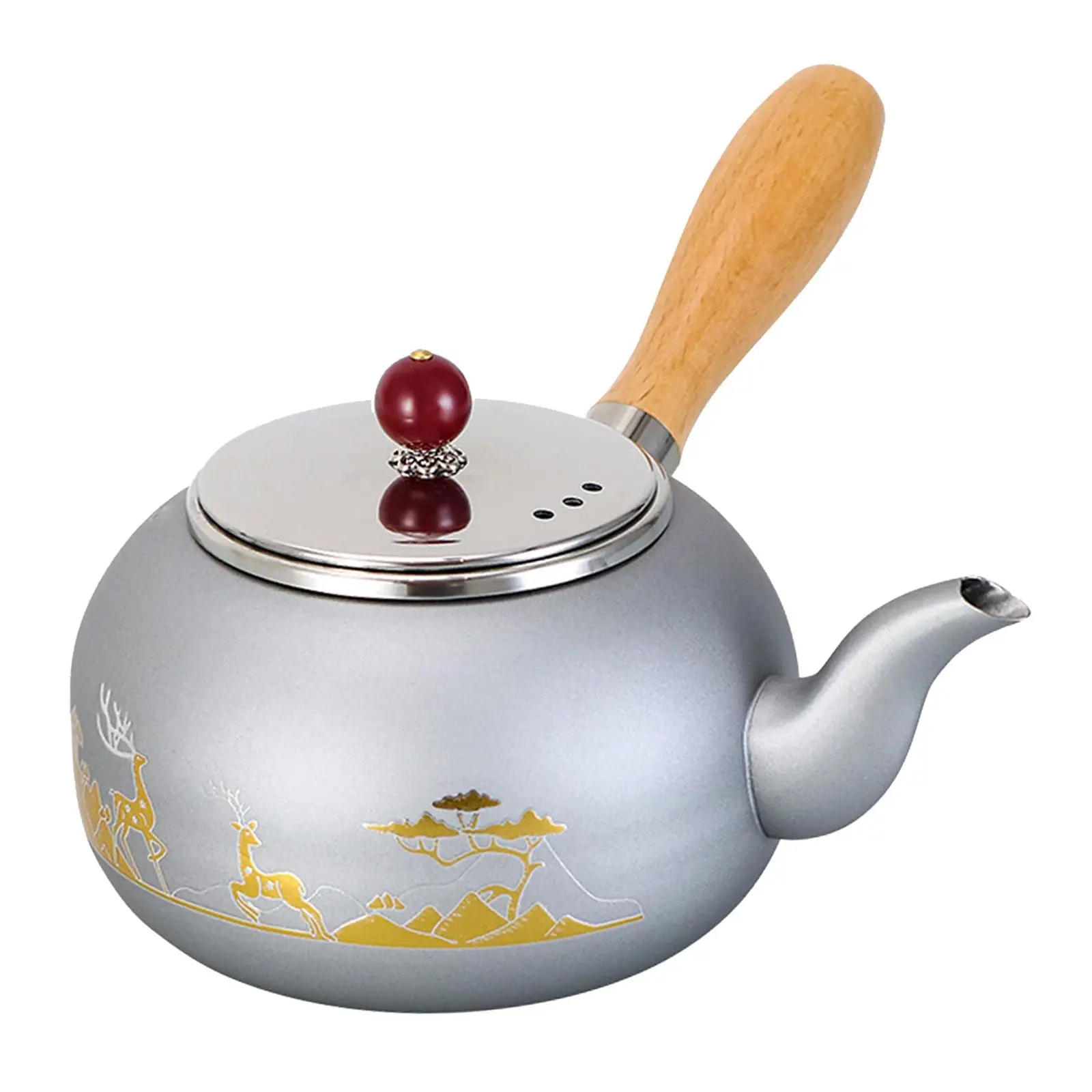 Camping Water Kettle Teapot Anti Scald Wood Handle Mountaineering Tea Kettle
