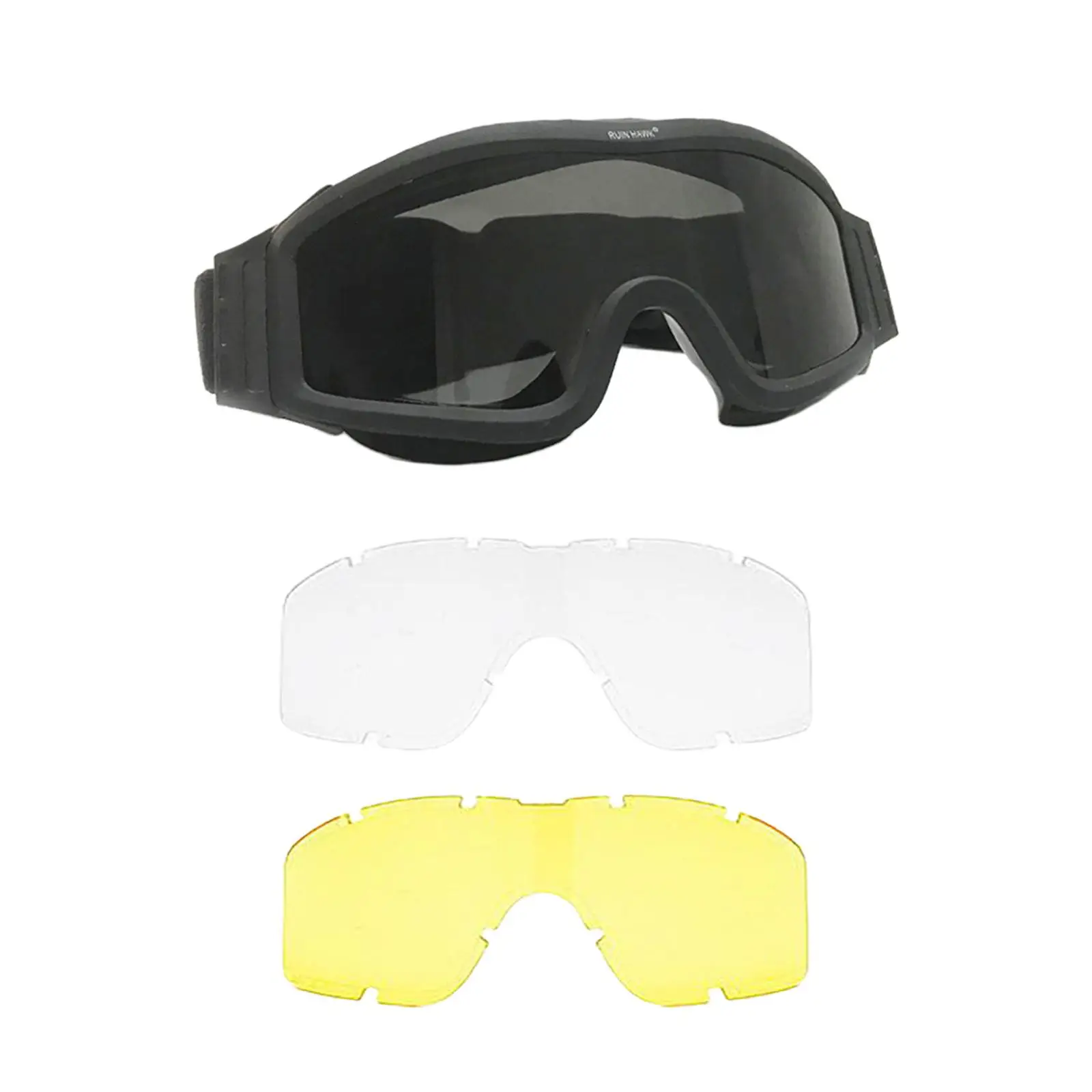 Black Transparent Yellow Goggles Glasses Dustproof Protective Interchangeable Lens Anti UV for Cycling Locust Riding Protection