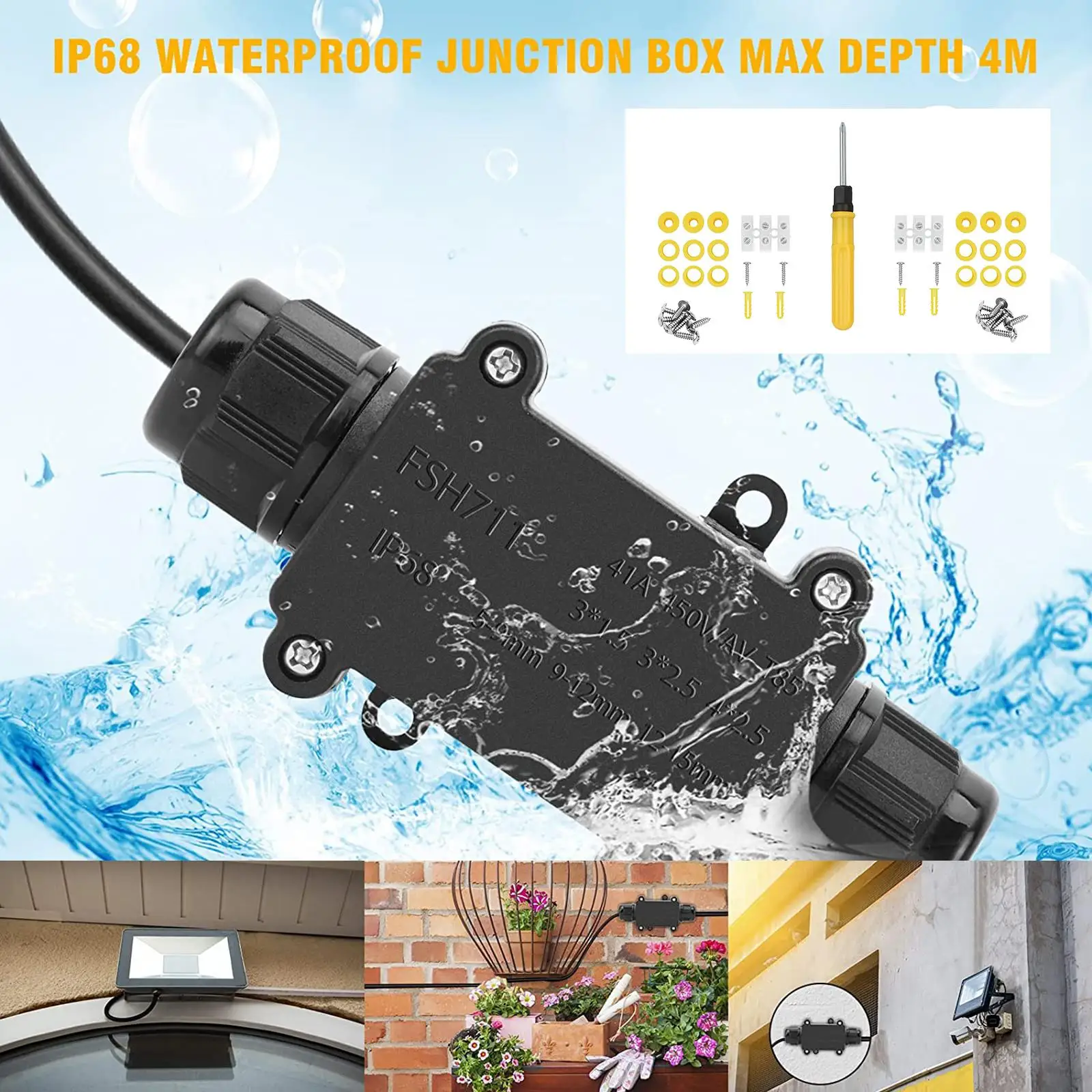 Electrical Junction Box Cable Connector Container Case Waterproof Outdoor
