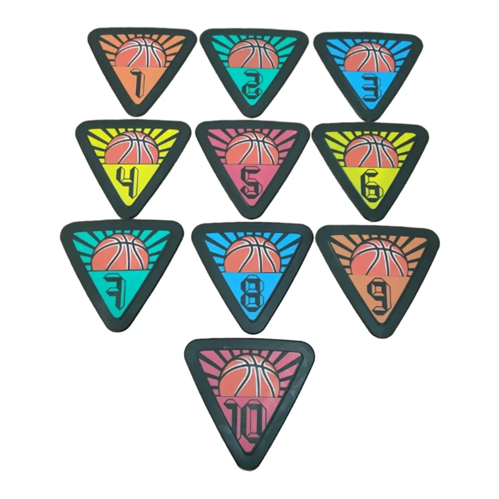 10Pcs Numbered Floor Spot Markers Skill Training Mat Silent Non Slip Practice Trainer Aid for Exercise Drills Court Floor