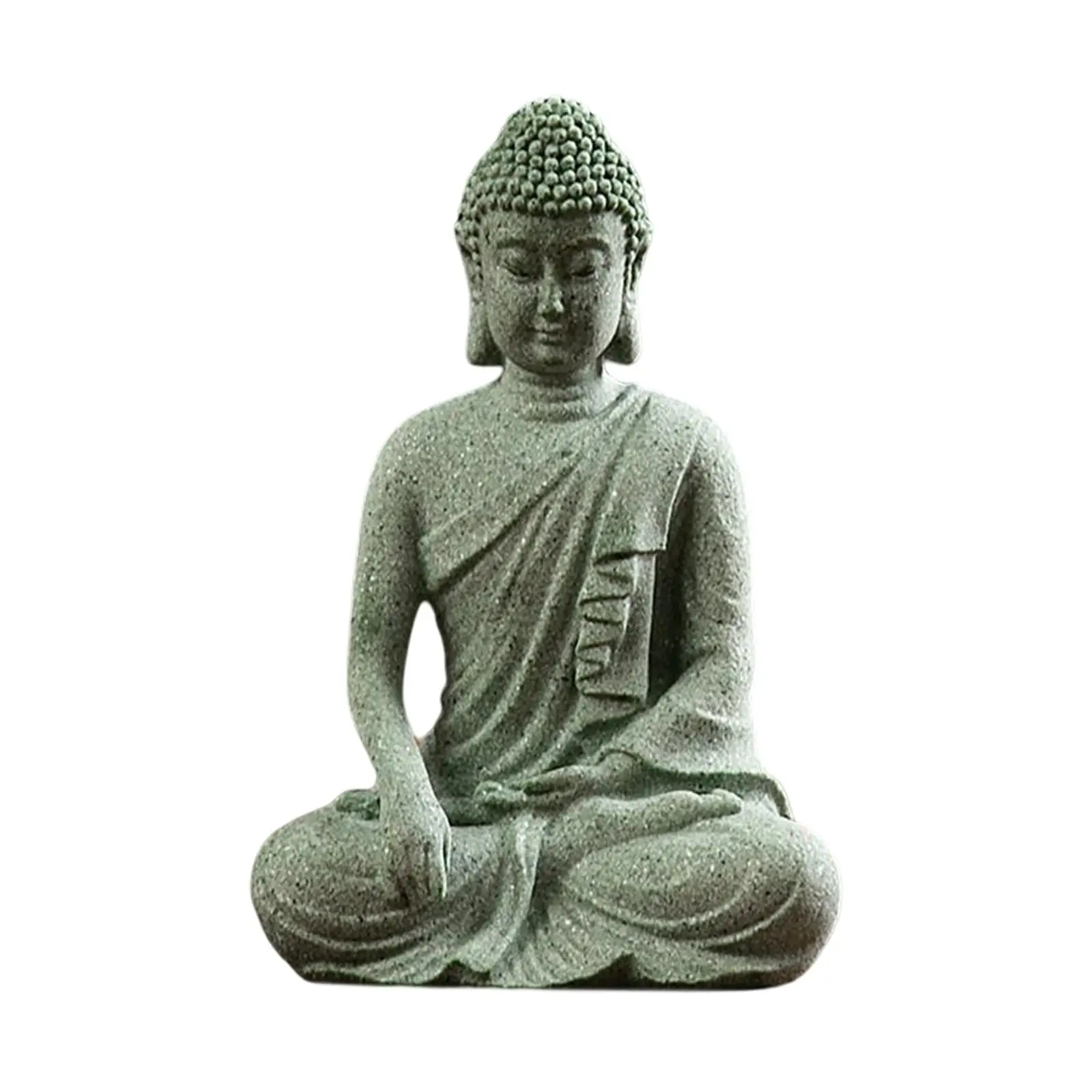 Sandstone Buddha Statue Decorative Decor Ornament Oriental Rustic for Home