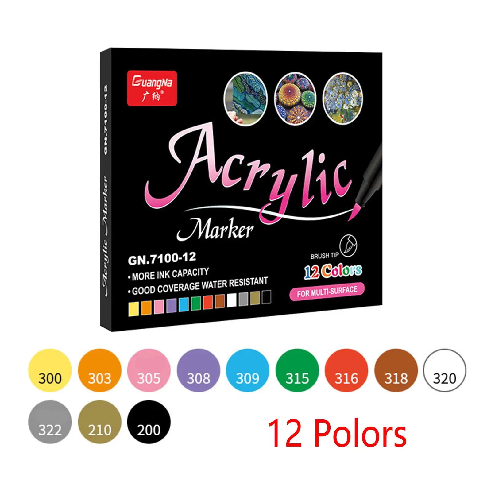 12/24/36x Acrylic Paint Pens Fine Tip Rock Painting Pens Glass Based Ink Marker  Ceramic, Fabric, Wood, Canvas Mug DIY