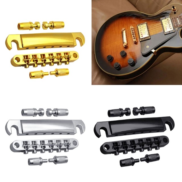 Set Cordiera E Ponte Tune-o-Matic Per Chitarra Elettrica - Compatibile Con Epiphone Les Paul, SG, ES - Argento - Foto 2