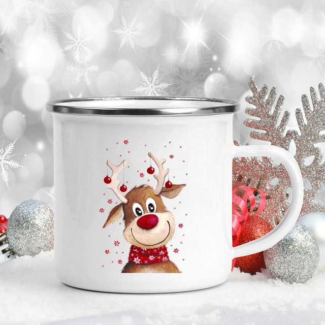 Hot Sale Santa Deer Snowman Tree Print Coffee Cup Christmas Party