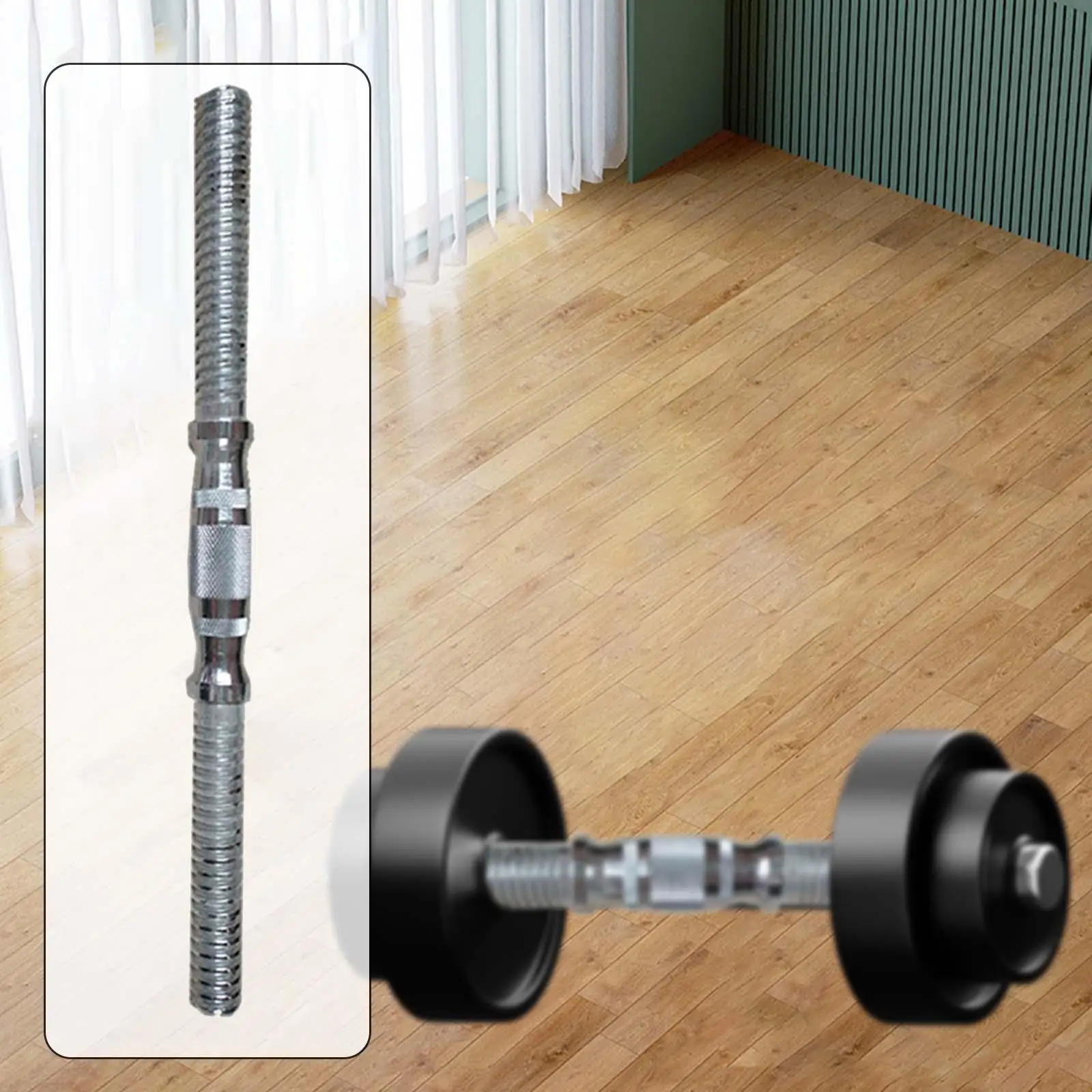 Dumbbell Bar Threaded Durable Single Steel Nonslip Grip Dumbbell Handle for Exercise Home Weightlifting Fitness Equipment
