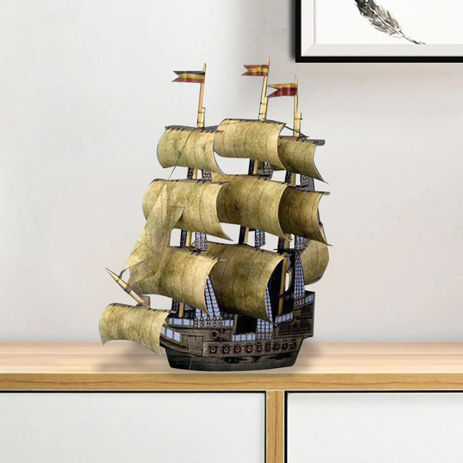 Sailing Boats Scale Model Brain Teaser Puzzle DIY Assemble Toy Vintage Style Sailing Ship Model Kits 1/250 for Kids Adults Gift