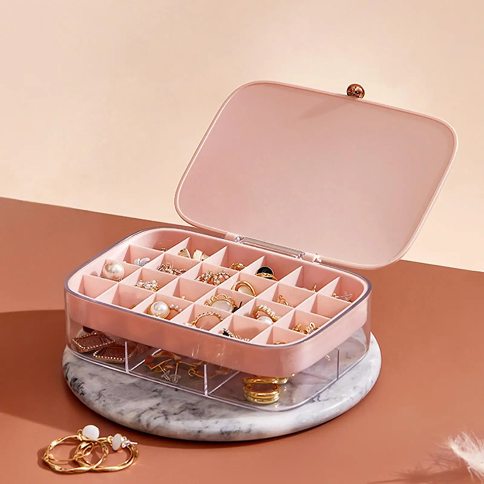 Portable Jewelry Box Organizer Display Storage Case, for Ear Studs Watches