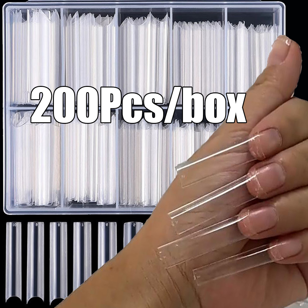 Best of 200PCS / Box Extra Long False Nail Tips Clear / Natural (3.8-4.5)cm Coffin Fake Tip XXL Straight Square Half Cover Nail Tips &*& Reviews & Tips