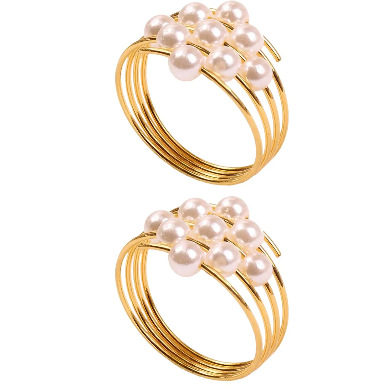 2Pcs Napkin Rings Napkin Buckles Pearls Accessory for Wedding Anniversary Birthday