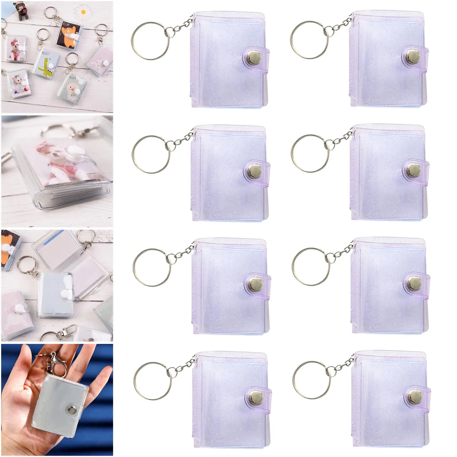 Mini Album Binder Picture Storage, Card Business Keychain Card Cover Hanging Organizer for Anniversary Memory