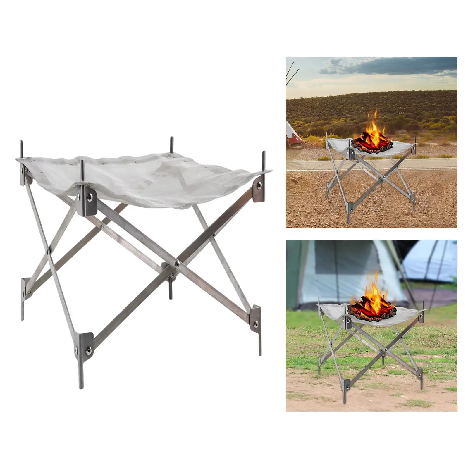 Folding Camping Grill Firepit Collapsible Fireplace Mesh Fire pits wood Burning bonfires for Frying BBQ Picnic Travel Barbecue