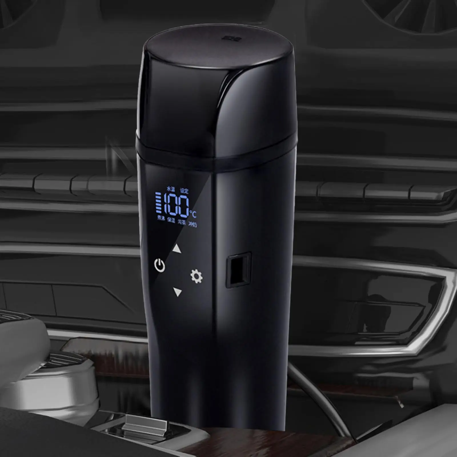 Car Heating Cup 12V/24V Heater Digital Display 450ml Touch Control Fit for Travel Tea Auto Shut Off Cigarette Lighter Coffee