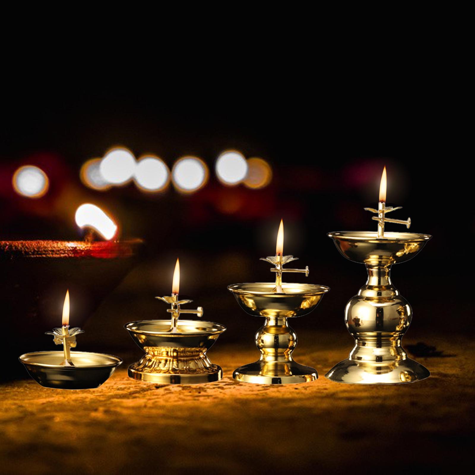 Alloy Ghee Lamp Holder Candle Holder Butter Lamp Holder for Dining Table Bedroom Decor