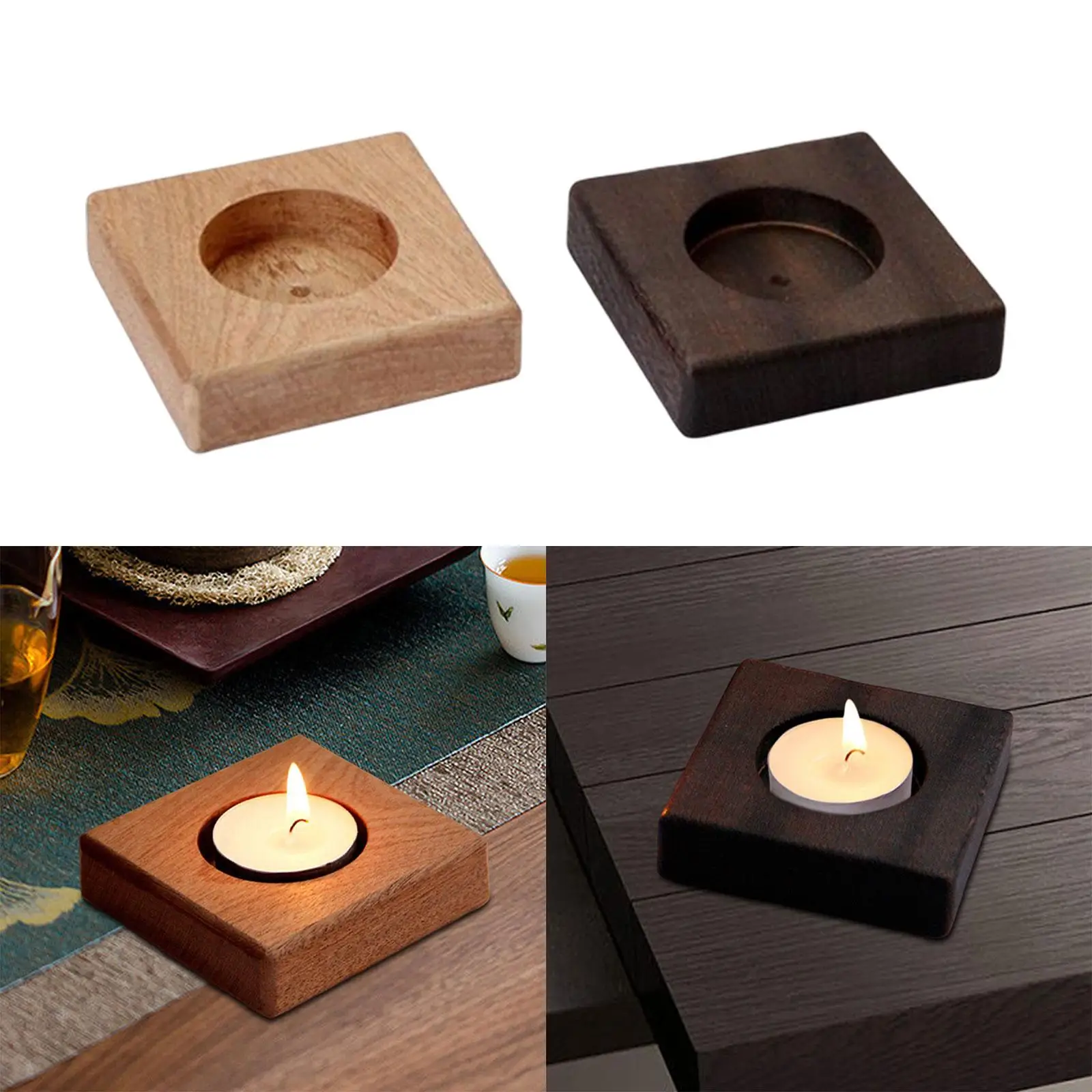 Wooden Candle Holders Small Tea Light Holders Wood Tray Candlestick Candle
