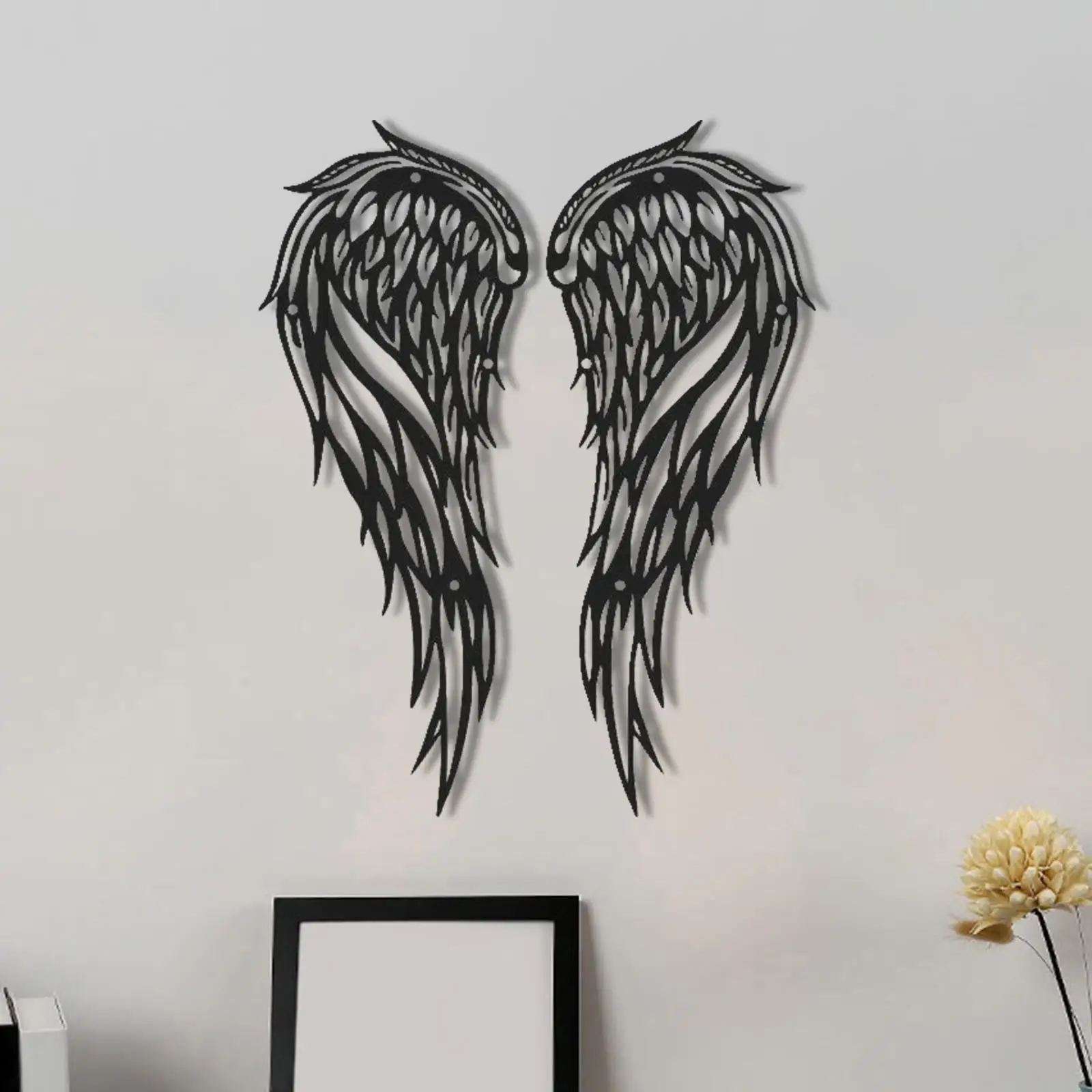 Rustic Pair of Angel Wing Crafts Retro Style Decorative Engraved Metal Wall Art Sculpture for Statue Indoor Outdoor Living Room
