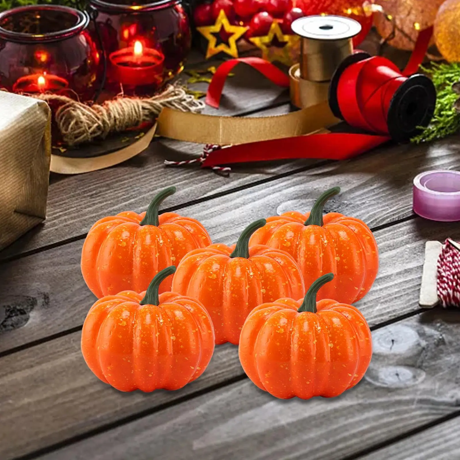5 Pieces Fake Pumpkins Model Foam Realistic Harvest Decorative Artificial Vegetables for Halloween Wedding Home Kitchen Autumn