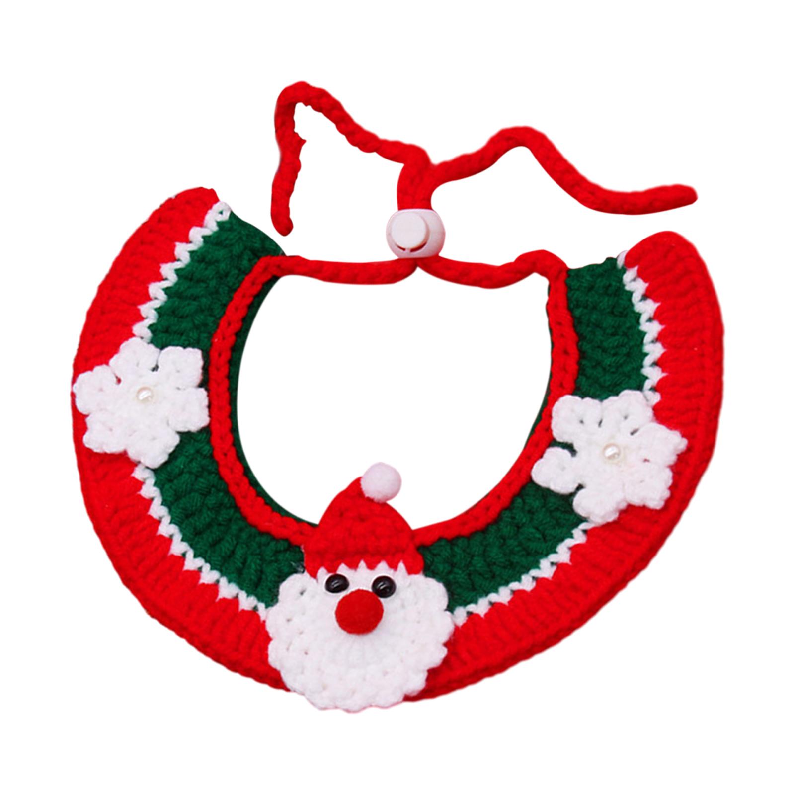 Knitting Cat Collar Festive Decoration Adjustable Dress up Costume Santa Claus Neckwear Hand Woven Scarf Kitten Necklace Scarf